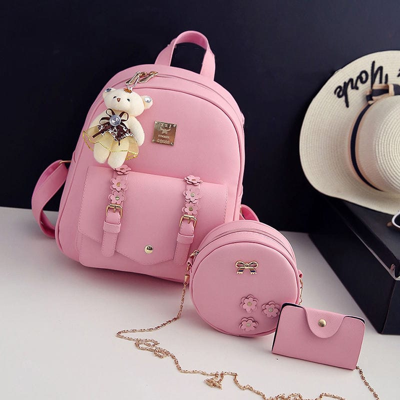 ladies 3 in 1 bag Set - pink color